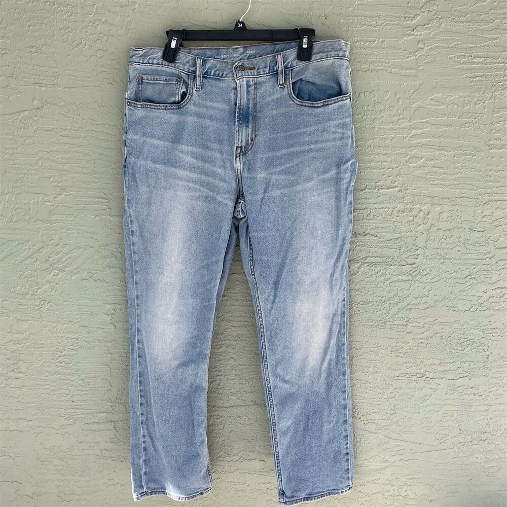 Old Navy Men's Straight Jeans Blue Size 36x30 Light Wash Denim